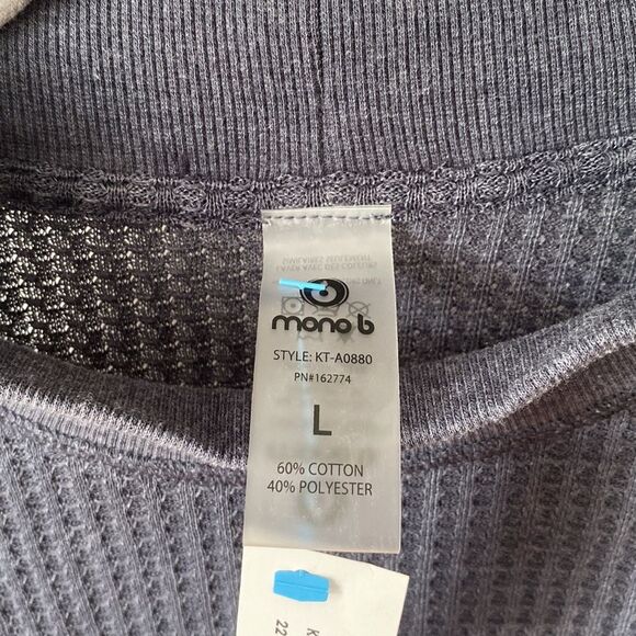Mono B - SIZE L - Lightweight - Waffle Long Sleeve - Crop Top - NWT - Picture 2 of 2